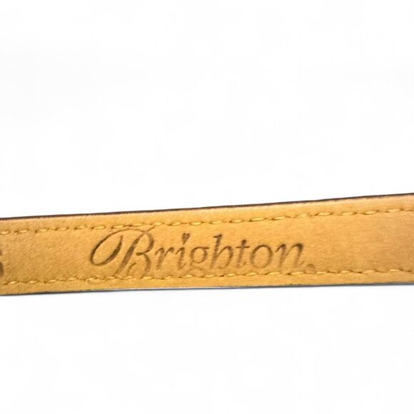 Brighton Leather Belt Women Small 28 Brown Silver Engraved Buckle Boho Chic - Picture 5 of 7